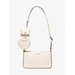 Michael Kors Jet Set Saffiano Leather Crossbody Bag with Case for Apple Airpods Pro Natural One Size