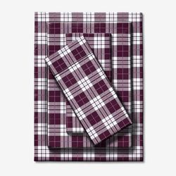 BH Studio Microfiber Printed Sheet Set by BH Studio in Plum Plaid (Size CALKNG)