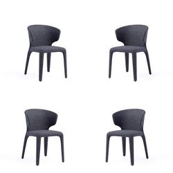 Conrad Modern Woven Tweed Dining Chair in Black (Set of 4) - Manhattan Comfort 2-DC031-WBK