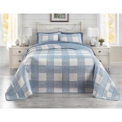 BH Studio Reversible Quilted Bedspread by BH Studio in Blue White (Size FULL)