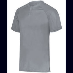 Augusta Sportswear AG1565 Athletic Attain Wicking Two-Button Baseball Jersey T-Shirt in Blue Grey size 3XL | Polyester 1565