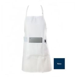 Chef Revival 601BAO-3-NV Bib Apron, 3 Compartment Pocket, Poly/Cotton, 28 x 30", Navy Blue