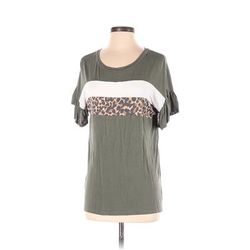 First Love Short Sleeve Top Green Scoop Neck Tops - Women's Size Small