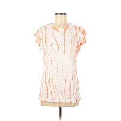 Knox Rose Short Sleeve Top Orange Tie-dye Ruffles Tops - Women's Size Medium