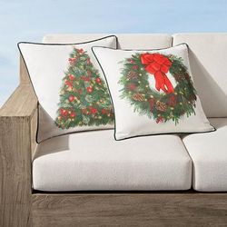 Christmas Indoor/Outdoor Pillow Cover - Christmas Wreath - Frontgate
