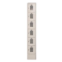 Winholt WL-66-18 1 Column Locker w/ (6) 10"W x 18"D x 12"H Compartments, Beige, Mesh Grid Vent