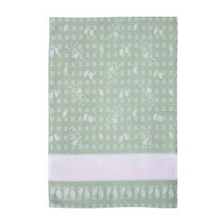 Torchon "olives", vert/blanc