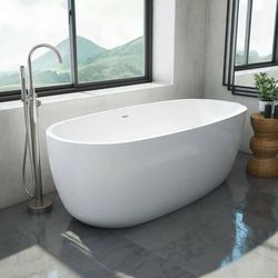 Randolph Morris Zoey 67 Inch Acrylic Double Ended Freestanding Tub and Faucet Package RMBP24-BN-PKG