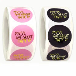 500pcs Pink Black You've Got Great Taste Stickers Gold Foil Business Thank You Stickers Shipping labels Handmade Gift Sealing