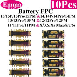 EmmaHelp 10pcs FPC on Battery Flex Cable For iPhone 15 14 12 13 11 Pro Max 6 6S 7 8 Plus X XS XR