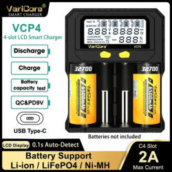 Varicore 18650 Battery Charger VCP4,3.7V 18350 14500 18500 21700 26650 1.2V AAA NiMH Lithium LCD Charger