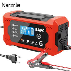 Large Screen Car Battery Charger 6A/8A/10A 12V Car Motorcycle Battery Charging Device Lead-acid Battery Smart Repair LCD Display