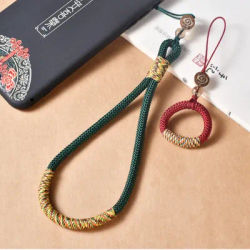 Chinese Style Phone Wrist Charm Strap Cell Phone Finger Keychain Hand-woven Ring Buckle Pendant Cloud Pattern