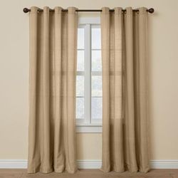Wide Width Poly Cotton Canvas Grommet Panel by BrylaneHome in Sand (Size 48" W 108"L) Window Curtain Drape