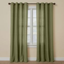 Wide Width Poly Cotton Canvas Grommet Panel by BrylaneHome in Sage (Size 48" W 72" L) Window Curtain Drape