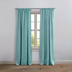 Wide Width BH Studio Room-Darkening Rod-Pocket Panel by BH Studio in Seaglass (Size 54" W 108"L) Window Curtain