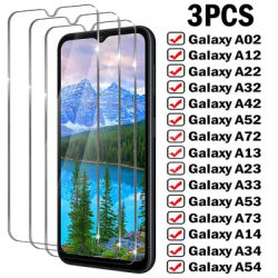 3Pcs Full Screen Protectors For Samsung Galaxy A12 A22 A32 A52S A13 A33 on Samsung A53 A72 A73 A54 A14 A24 A34 Tempered Glass