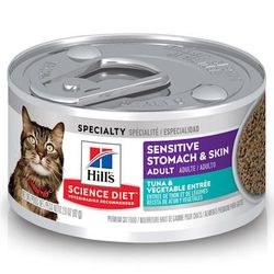 Science Diet Sensitive Stomach & Skin Tuna & Vegetable Entree Canned Wet Cat Food, 2.9 oz.