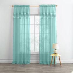 Wide Width BH Studio Sheer Voile Pleated Rod-Pocket Panel by BH Studio in Seaglass (Size 56" W 84" L) Window Curtain