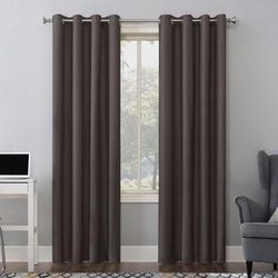 Wide Width Cameron Texture Grommet Window Panel by BrylaneHome in Dusty Fig (Size 50" W 84" L)