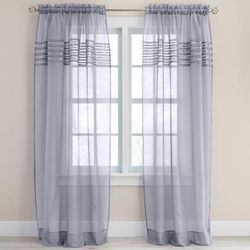 Wide Width BH Studio Sheer Voile Pleated Rod-Pocket Panel by BH Studio in Slate (Size 56" W 108"L) Window Curtain