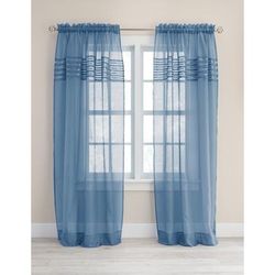 Wide Width BH Studio Sheer Voile Pleated Rod-Pocket Panel by BH Studio in Smoke Blue (Size 56" W 108"L) Window Curtain