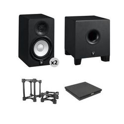 Yamaha HS5 Powered Studio Monitors and HS8S Subwoofer with Isolation Stands Kit HS5