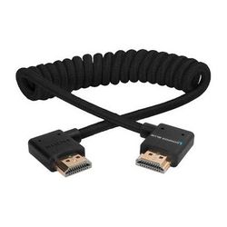 Kondor Blue Coiled Right-Angle High-Speed HDMI Cable (Raven Black, 12 to 24") KB-FHDMI-12RA-BK