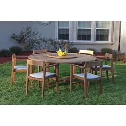 7 piece Round Horizon Buckingham Teak Furniture Set