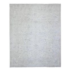 Shahbanu Rugs Lexicon Ivory Vegetable Dyes White Wash Peshawar with All Over Pattern Pure Wool Hand Knotted Rug (8'0" x 9'9")