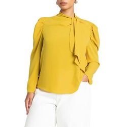 Plus Size Women's Drape Front Blouse by ELOQUII in Marigold (Size 14)