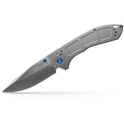 Benchmade 748 Narrows Folding Knife 3.43in M390 58-61HRC Plain Drop Point Raw Titanium 748
