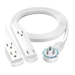 Maximm Cable 360° Rotating Flat Plug USB Charging Extension Cord (6', White) ADW-360-C206-W