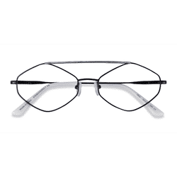 Unisex s aviator Black White Metal Prescription eyeglasses - Eyebuydirect s Trig