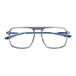 Unisex s square Crystal Blue Acetate Prescription eyeglasses - Eyebuydirect s Zip