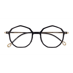 Unisex s geometric Black Gold Acetate,Metal Prescription eyeglasses - Eyebuydirect s Carmelo