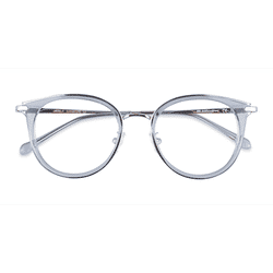Female s round Blue Plastic, Metal Prescription eyeglasses - Eyebuydirect s Hollie