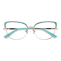 Female s horn Aqua Gold Metal Prescription eyeglasses - Eyebuydirect s Marina