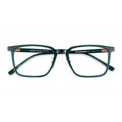 Unisex s rectangle Dark Green Acetate,Metal Prescription eyeglasses - Eyebuydirect s Pierce