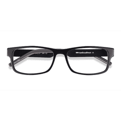 Unisex s rectangle Black Acetate Prescription eyeglasses - Eyebuydirect s Aidan