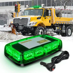 Lumières stroboscopiques vertes de toit de 12 pouces, 48led, avertissement de sécurité d'urgence, barre lumineuse clignotante, support magnétique 12V 24V pour voitures et camions