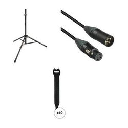 Auray Single PA Speaker Kit with Speaker Stand, XLR Cable, and Touch-Fastener Str SS-47S