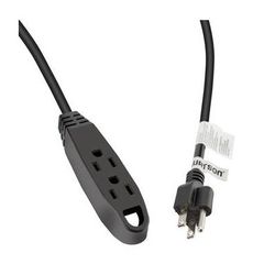 Watson 3-Outlet Power Extension Cord (10', Straight, Black) ACE163-10B