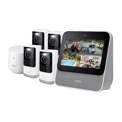 Lorex Used Smart Home Security Center with 4 4MP Outdoor Smart Deterrence Wire-Free Ca HC64A4U-E