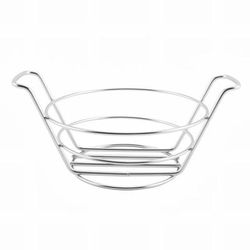 GET 4-22784 7" Round Wire Bucket Basket, Stainless Steel, Two Handles, Silver