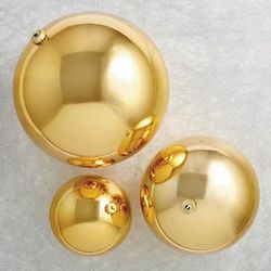 Set of 12 - Luxury Ornament Set - Shatterproof Ornaments, Indoor/Outdoor Gold, Medium Gold - Frontgate - Christmas Décor