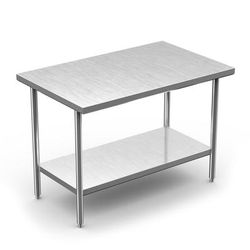 Winholt DTS-3096 96" 16 ga Work Table w/ Undershelf & 300 Series Stainless Steel Flat Top