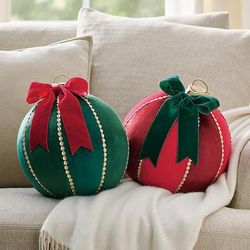 Christmas Lux Ornament Shaped Pillows - Green - Grandin Road