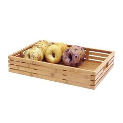 Front of the House BHO063BBB20 Rectangular Basket w/ Handles - 21" x 13" x 3 3/4", Bamboo, Beige