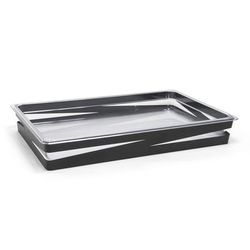 Front of the House BHO091BKI20 Rectangular Ice Housing / Pan Set - 20 3/4" x 12 3/4" x 2 3/4", Stainless Steel, Matte Black
